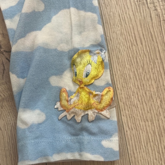 Monalissa All Over Clouds Tweety Appliqué Sky Print Leggings in Light Blue Sz. 7 - Picture 6 of 8